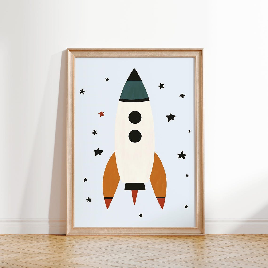 Space Rocket Wall Art Modern Kids Room Decor Star Nursery Print Boys Room Art Baby Space Theme - Image 2