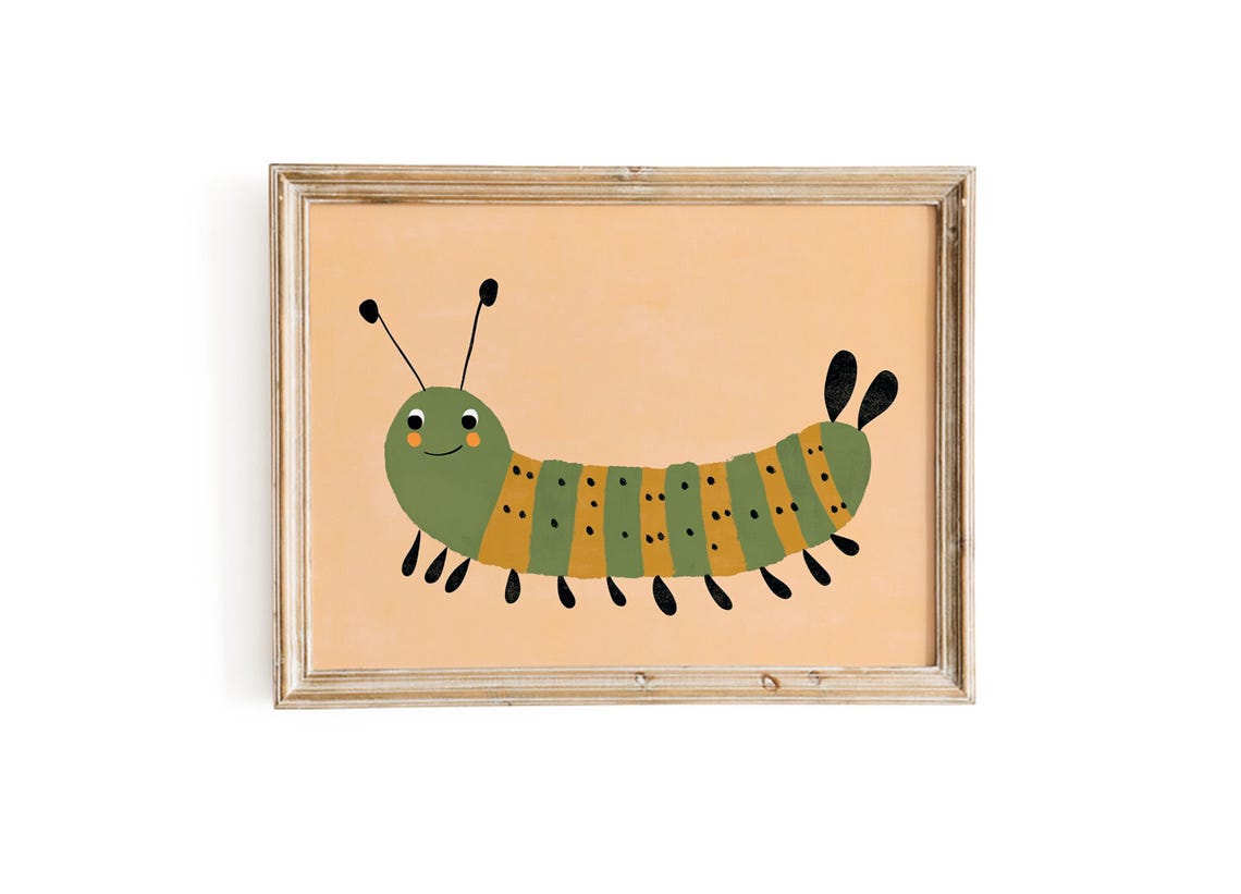 Caterpillar Wall Art Print Kids Insect Nursery Room Decor Playroom Print Eclectic Nursery - Image 3