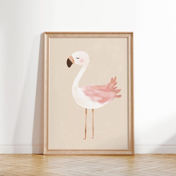 Flamingo Wall Art Nursery Print Kids Room Decor Tropical Animal Poster Baby Room Art Flamingo Pink Girls Room Decor