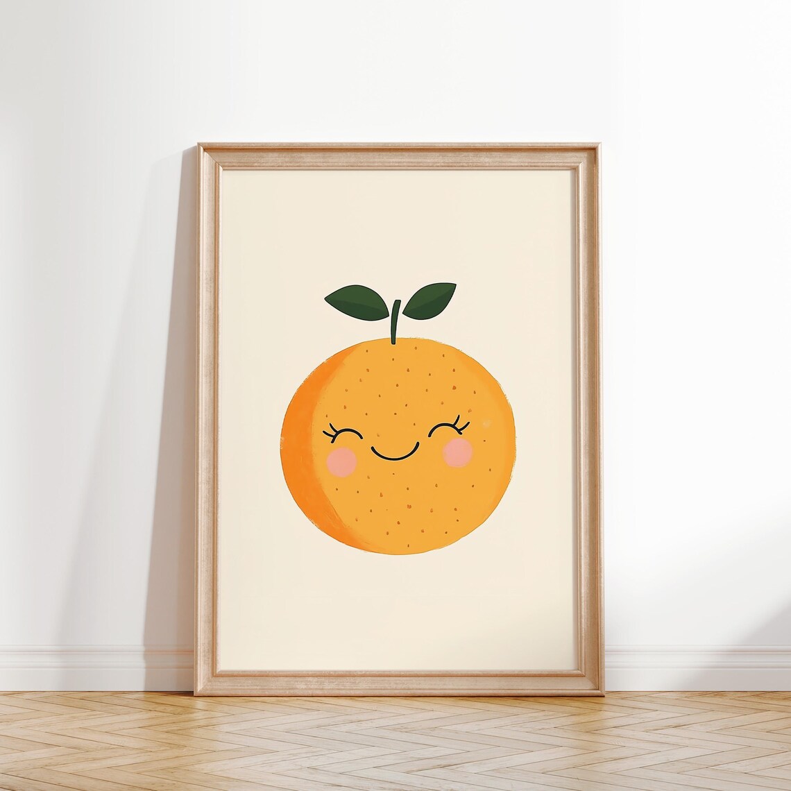 Sweet Smiling Orange Fruit Cute Kids Room Nursery Poster Art Decor - Image 2