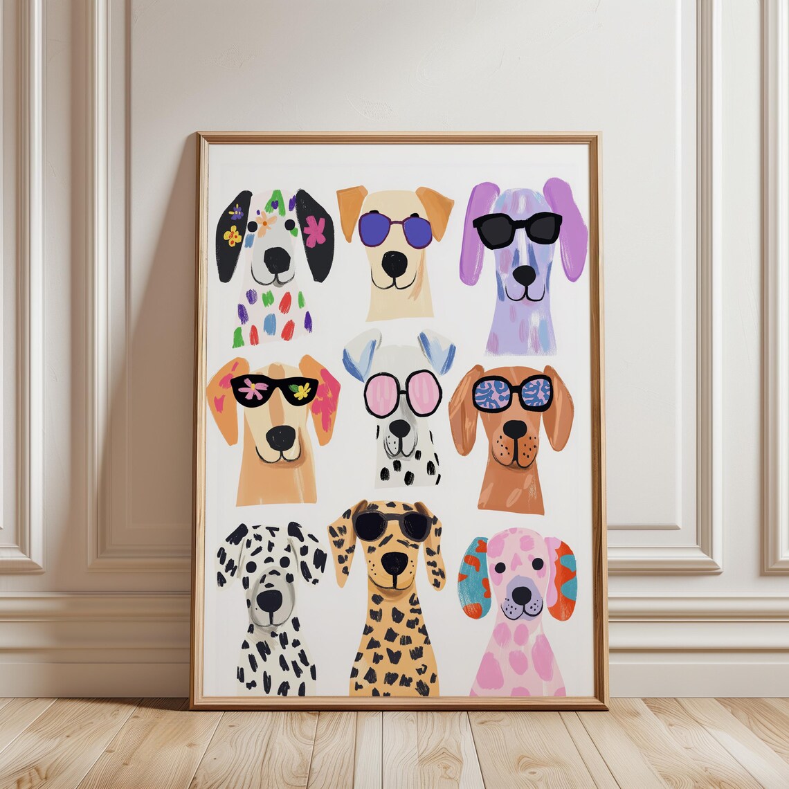 Funny Dogs In Sunglasses Colorful Cool Puppy Faces Animal Wall Art - Image 6