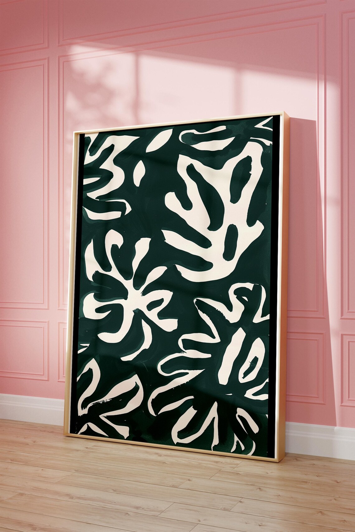 Green Monstera Leaf Art Maximalist Wall Art Eclectic Botanical Print Trendy Home Decor Funky Leaf Illustration