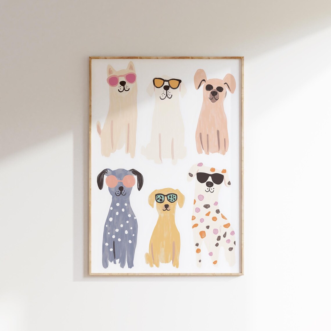 Whimsical Dog Illustration Playful Puppy Art Nursery Animal Print Cute Dog Poster Kids Room Decor Pet Lover Gift Fun Dog Lover Art