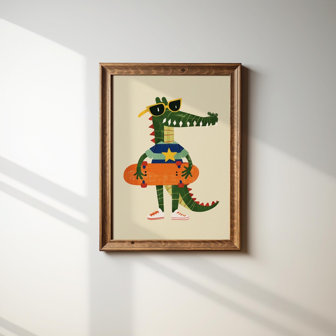 Cool Crocodile With Skateboard Sunglasses Kids Room Animal Poster - Image 2