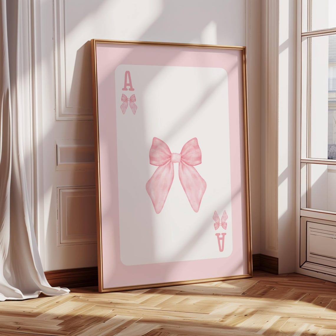 Pink Bow Ace Of Spades Coquette Girly Playing Card Wall Poster