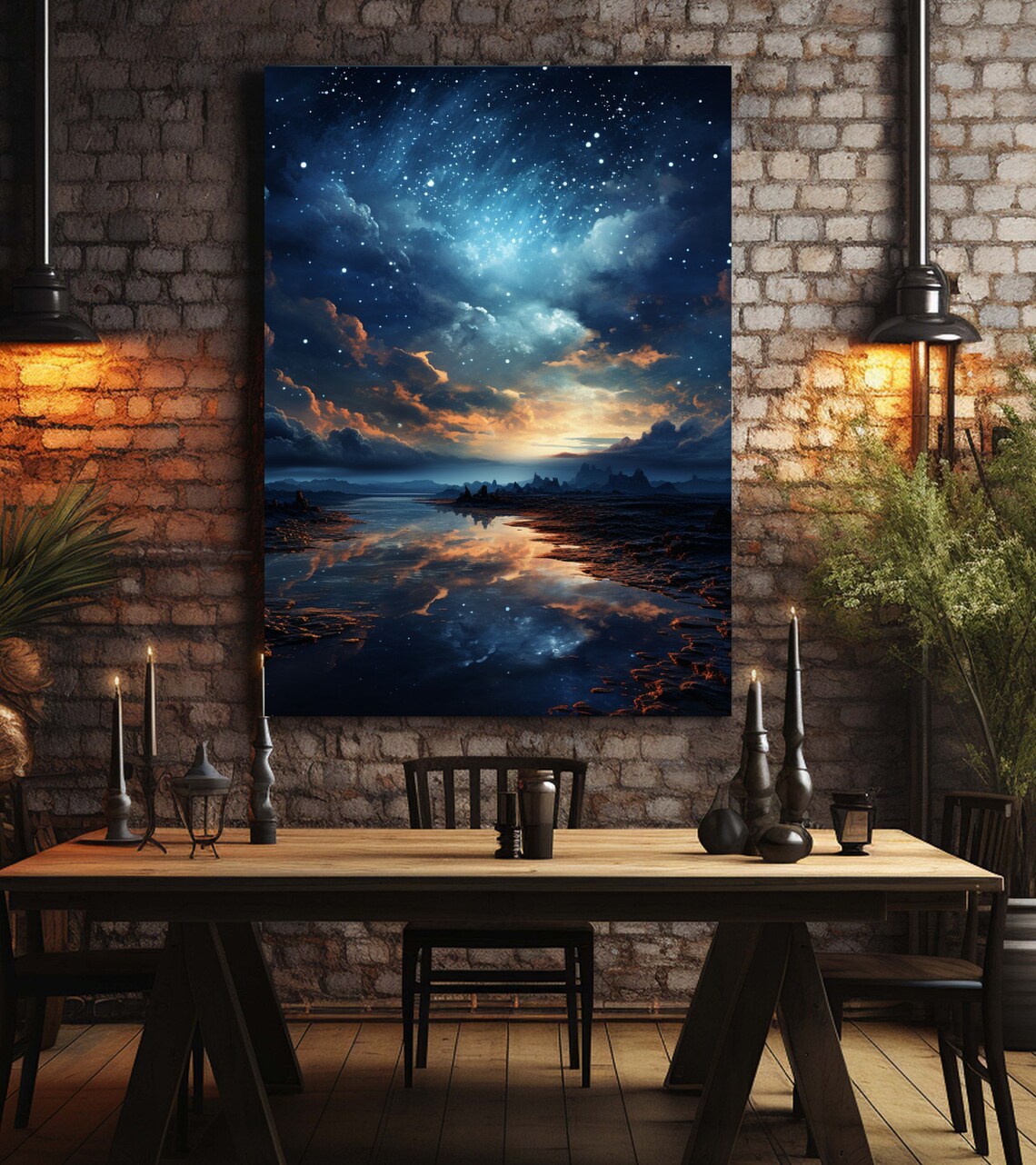 Mystical Night Sky Art Print, Starry Sky Scenery - Image 3