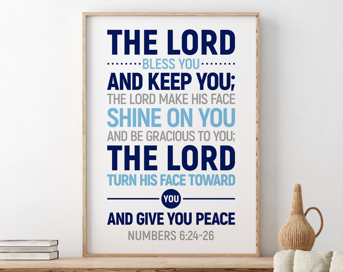 The Lord Bless You And Keep You Numbers 6:24-26 Navy Blue Type Poster