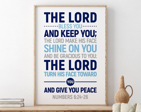 The Lord Bless You And Keep You Numbers 6:24-26 Navy Blue Type Poster