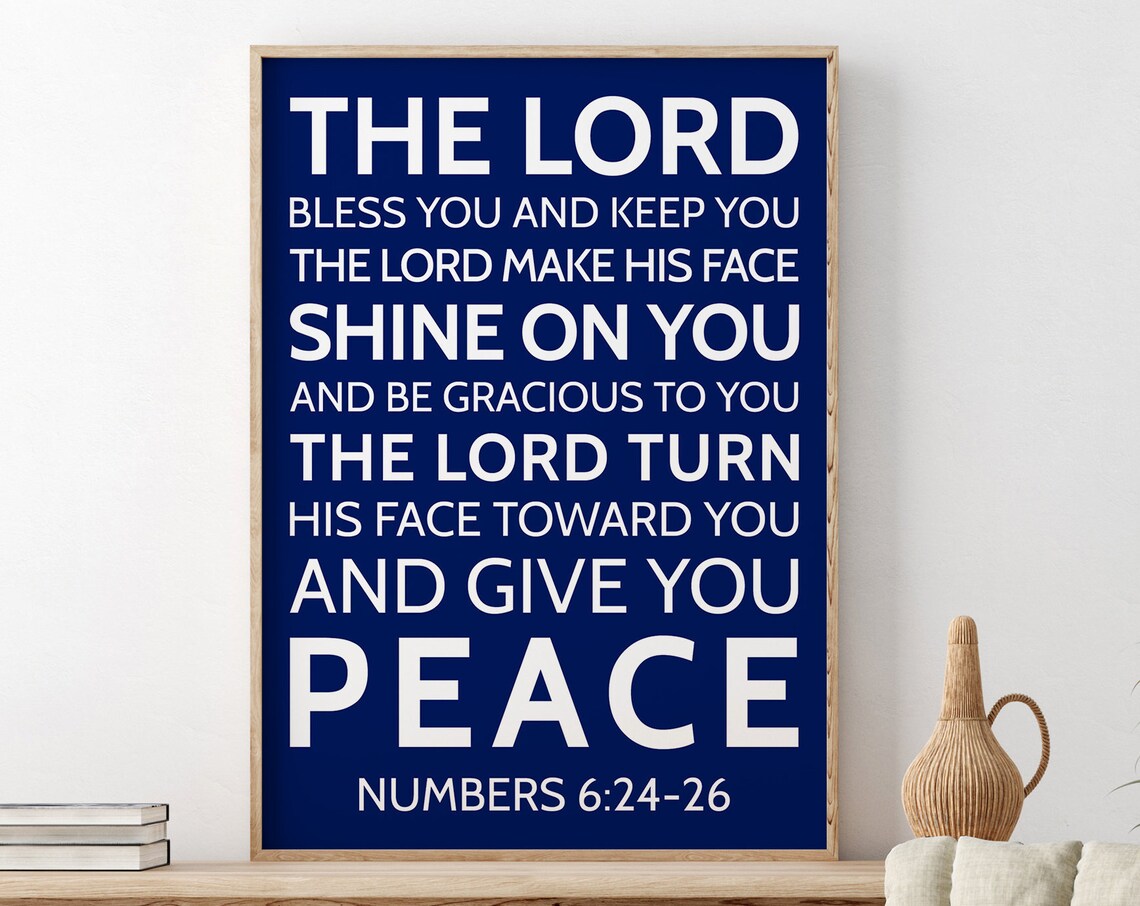 The Lord Bless You And Keep You Navy Blue Numbers 6 Benediction Poster