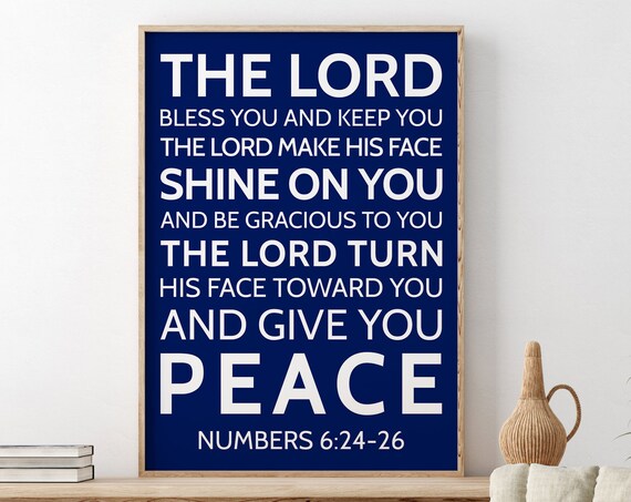The Lord Bless You And Keep You Navy Blue Numbers 6 Benediction Poster