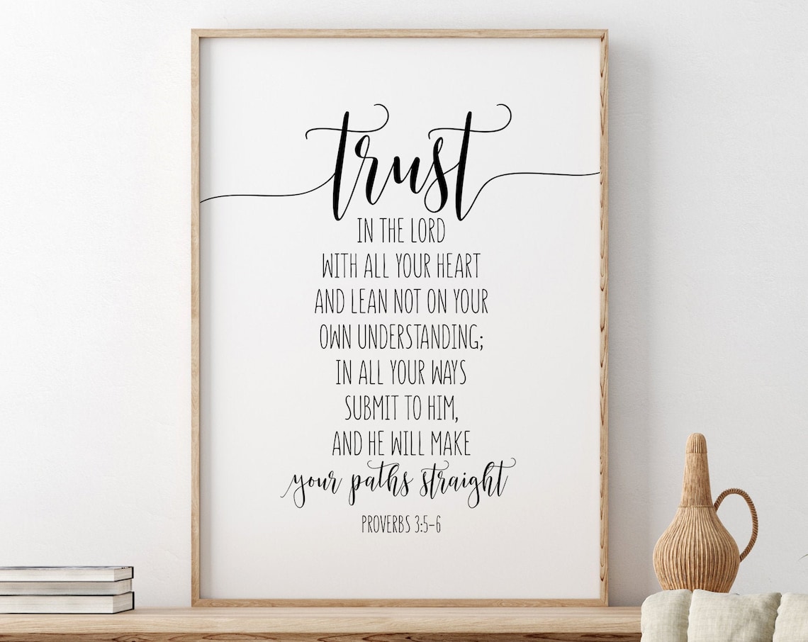 Trust In The Lord With All Your Heart Proverbs 3:5-6 Calligraphy Poster