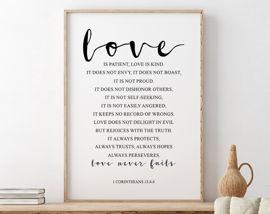 Love Is Patient, Love Is Kind Bible Verse Art Print