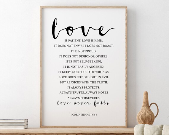 Love Is Patient, Love Is Kind Bible Verse Art Print