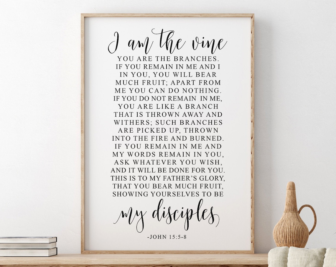I Am The Vine You Are The Branches John 15:5-8 Serif Quote Poster