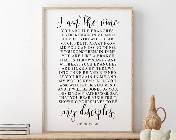 I Am The Vine You Are The Branches John 15:5-8 Serif Quote Poster