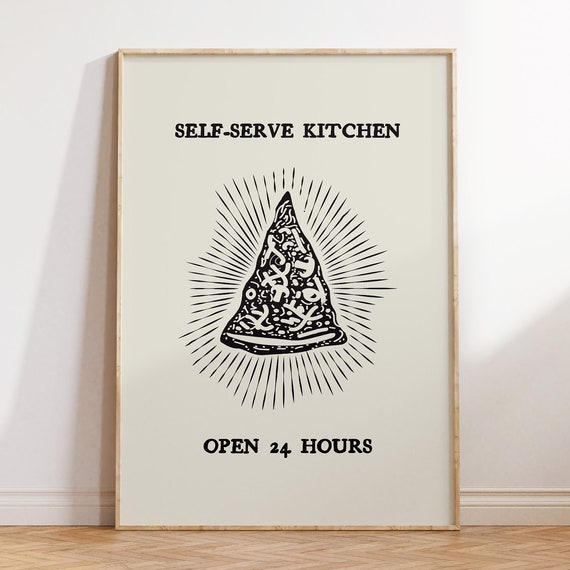 Quirky Kitchen Print Funny Kitchen Decor Pizza Poster Vintage Kitchen Wall Art Cooking Print Trendy Food Poster 1 Print