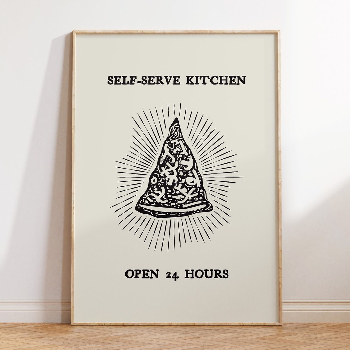 Quirky Kitchen Print Funny Kitchen Decor Pizza Poster Vintage Kitchen Wall Art Cooking Print Trendy Food Poster 1 Print