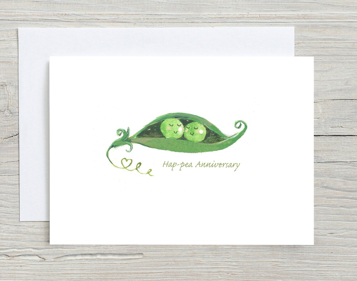 Peas In A Pod Illustration, Anniversary Art Print