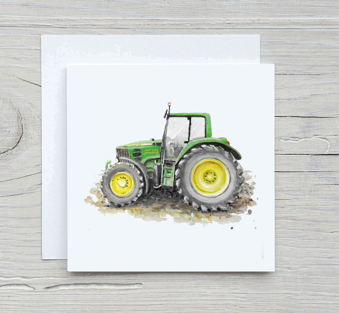 Green Tractor Watercolour Illustration Farm Machine Art Print