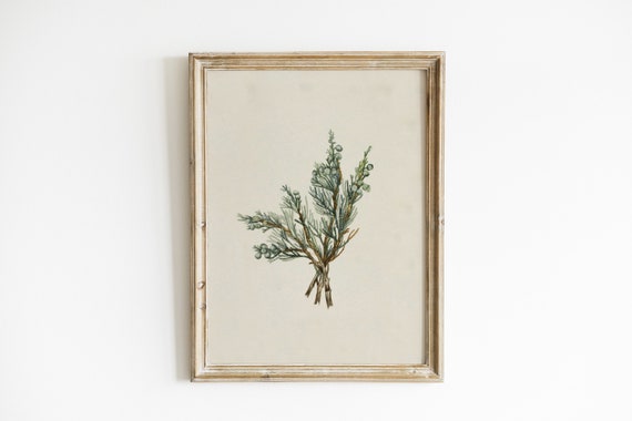 Winter Branch Christmas Vintage Holiday Poster