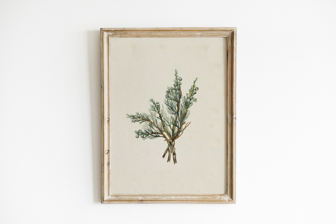 Winter Branch Christmas Vintage Holiday Poster