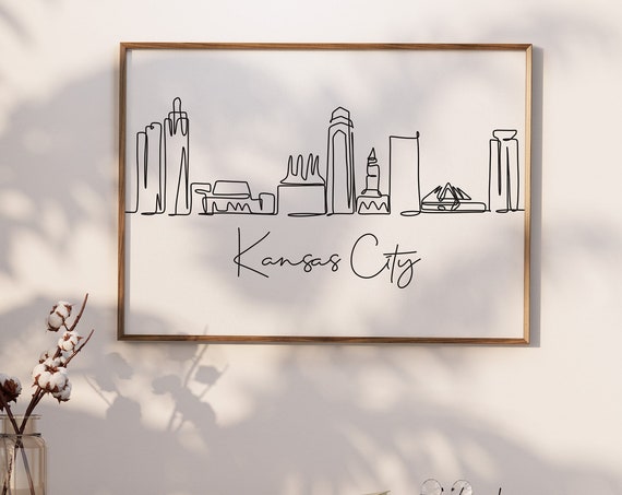 Kansas City Skyline Horizontal City Skyline Art Instant Kansas City Decor Wall Art