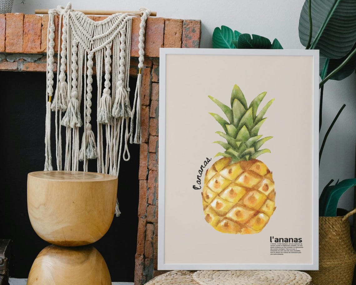 Pineapple Watercolour Kitchen Decor, Fruit Art Poster - Image 2