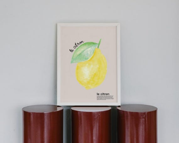 Lemon Watercolour Kitchen Decor, French Inspired