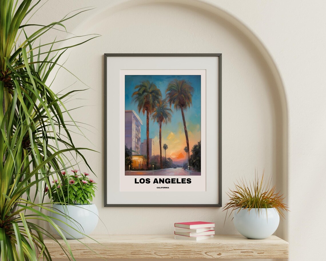 Los Angeles Poster, Minimalist California Sunset Painting - Image 3