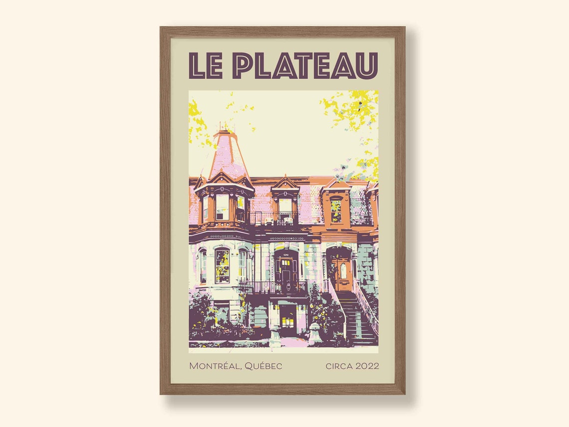 Le Plateau Montreal Quebec Victorian Facade Pastel Art Poster