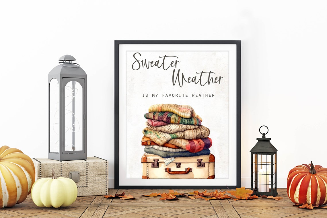 Sweater Weather Is My Favorite Weather Fall Stacked Knits Wall Art - Image 2