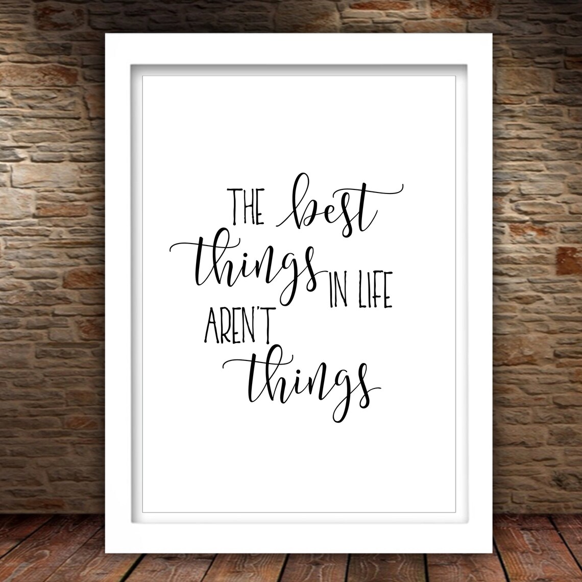 The Best Things In Life Arent Things Minimalist Quote Wood Sign Poster - Image 2