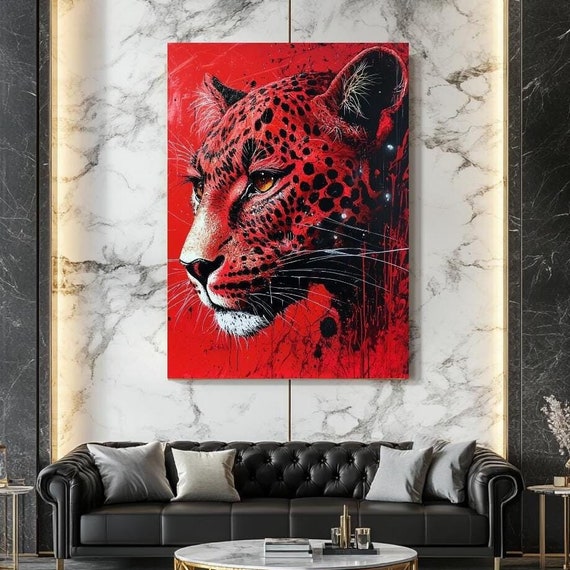 Leopard Wall Art Abstract Big Cat Canvas Print Bold Wildlife Painting Modern Luxury Safari Animal Decor Jungle
