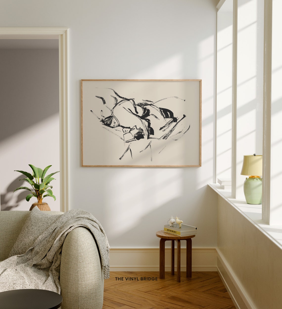 Abstract Minimalist Ink Line Sketch Poster in Warm Neutral Tones - Image 4
