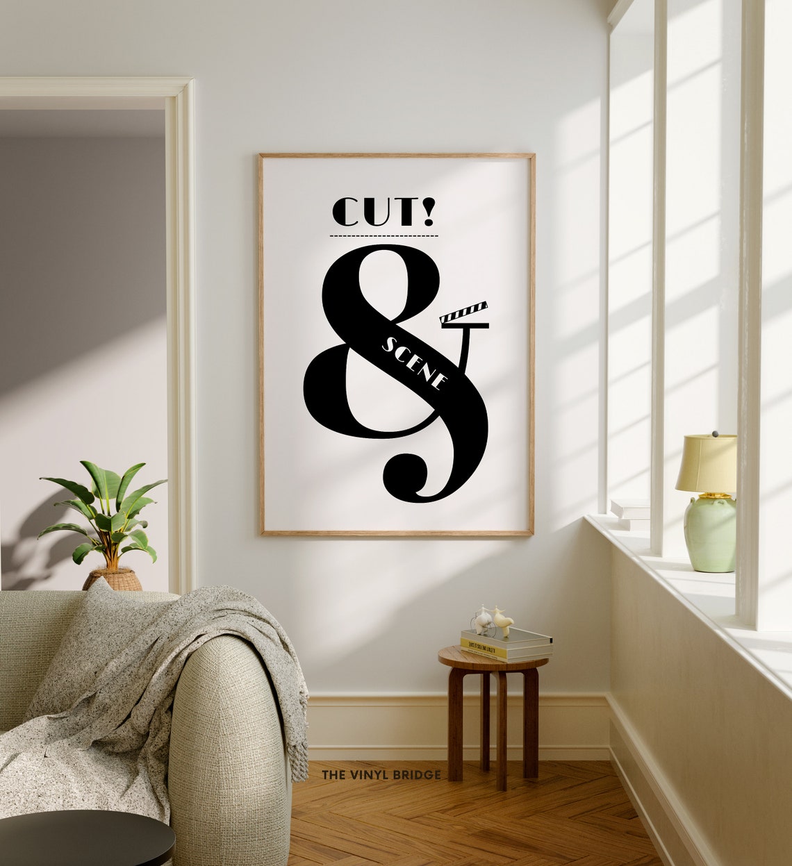 Retro Film Slate Print Ampersand Poster Cinema Theater Wall Art Movie Clapboard Motion Pictures Quote Monochrome Decor - Image 4