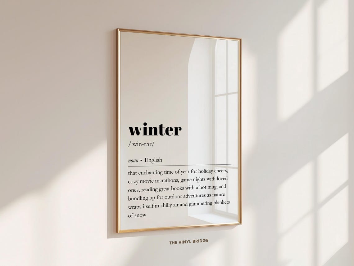 Winter Dictionary Definition Cozy Seasonal Holiday Wall Poster
