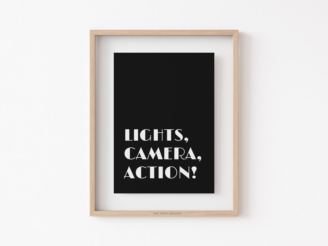 Lights Camera Action Classic Cinema Quote Black Typography Poster - Image 3