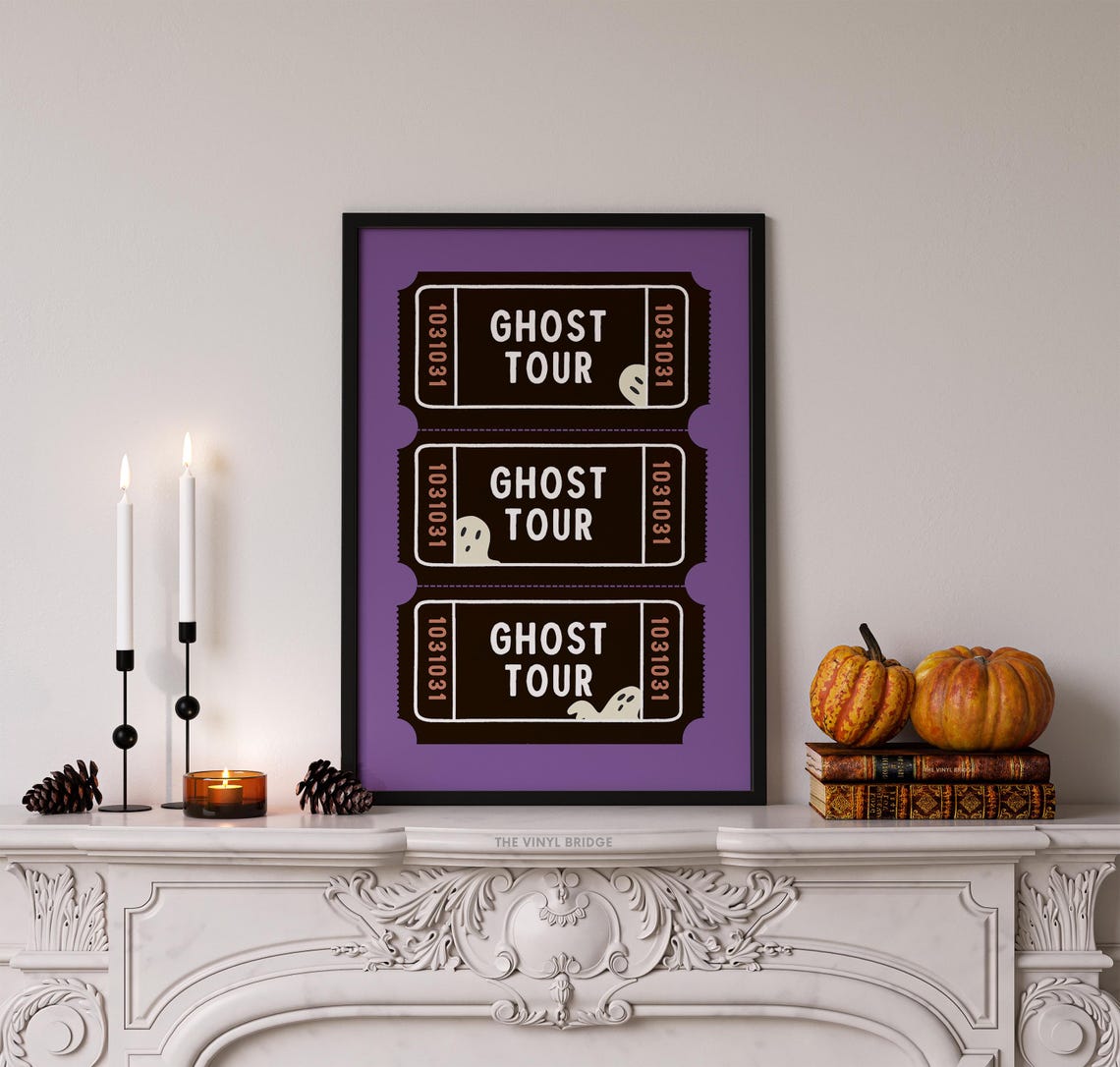 Retro Ghost Tour Ticket Stub Funny Cute Spooky Halloween Poster - Image 3