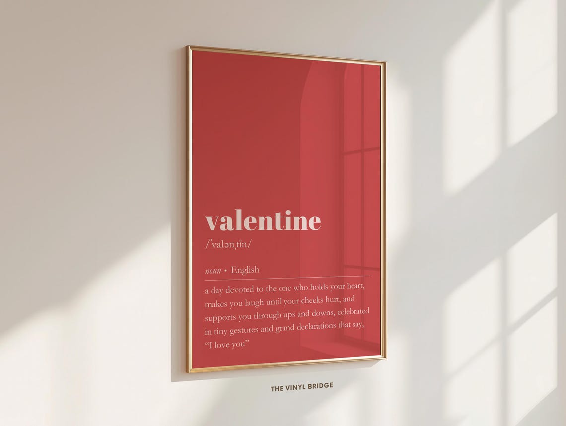 Bold Romantic Red Valentine Dictionary Definition Quote Poster - Image 2