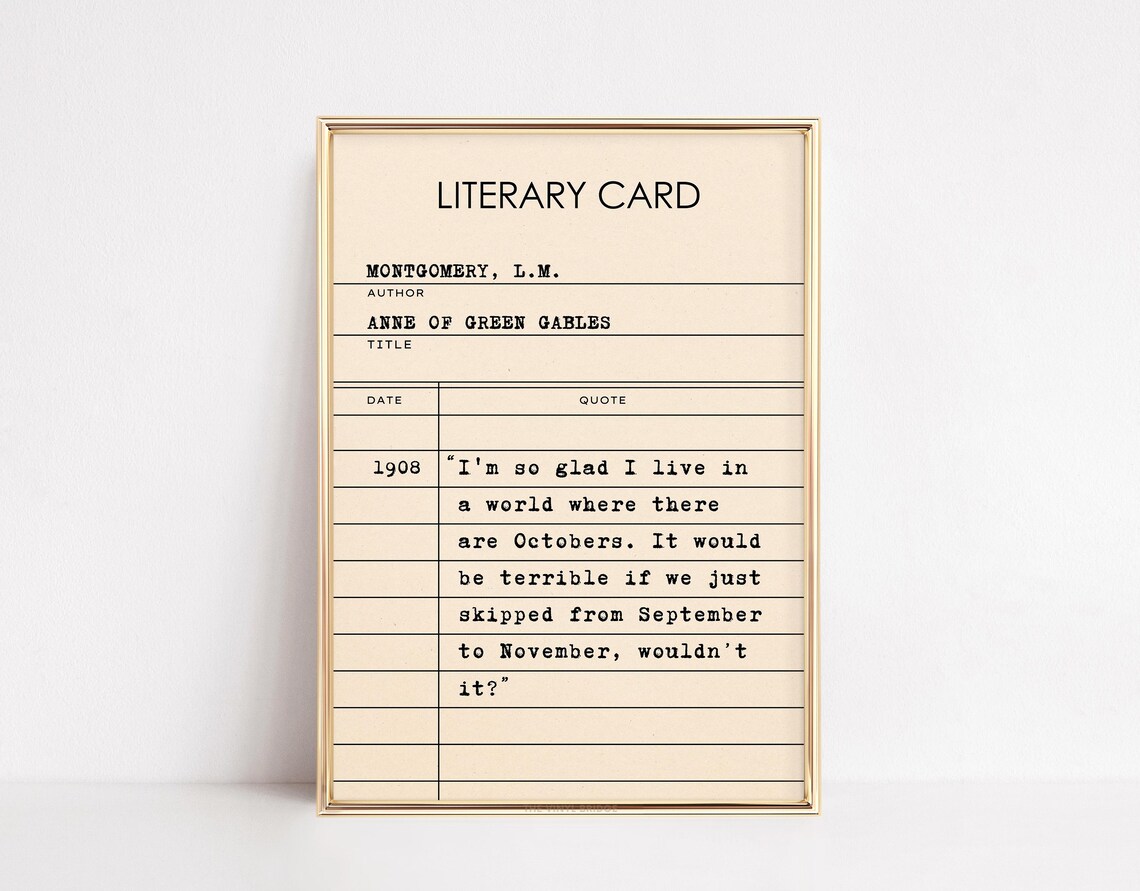 Anne of Green Gables Literary Card October Quote Bookish Poster - Image 4