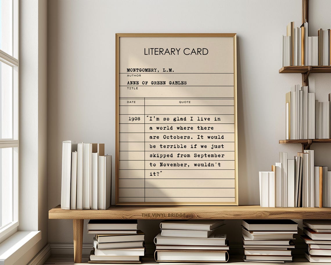Anne of Green Gables Literary Card October Quote Bookish Poster - Image 2