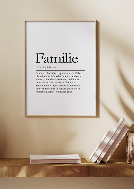 Familie German Dictionary Definition Family Love Minimalist Wall Print