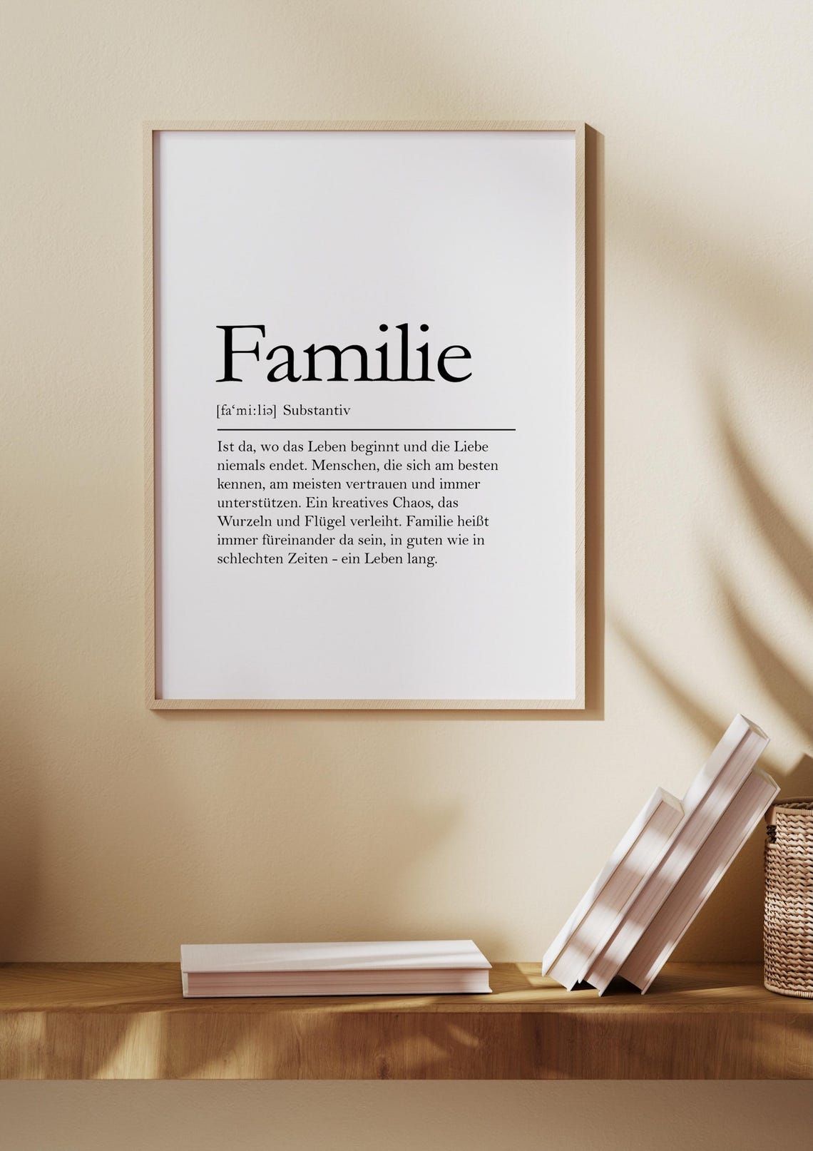 Familie German Dictionary Definition Family Love Minimalist Wall Print