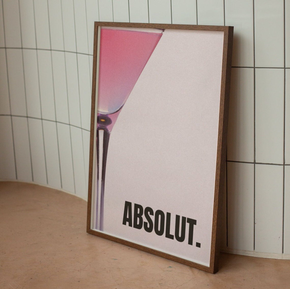 Absolut Pink Vodka Martini Retro Cocktail Photography Poster - Image 2