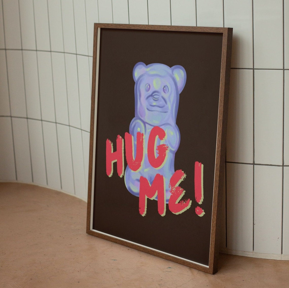 Hug Me Gummy Bear Iridescent Sweet Candy Y2K Fun Wall Poster - Image 2