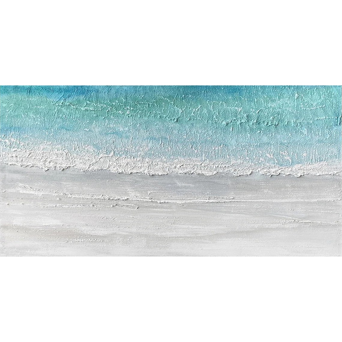 Minimalist Aerial Beach Shoreline White Turquoise Abstract Wall Art - Image 3