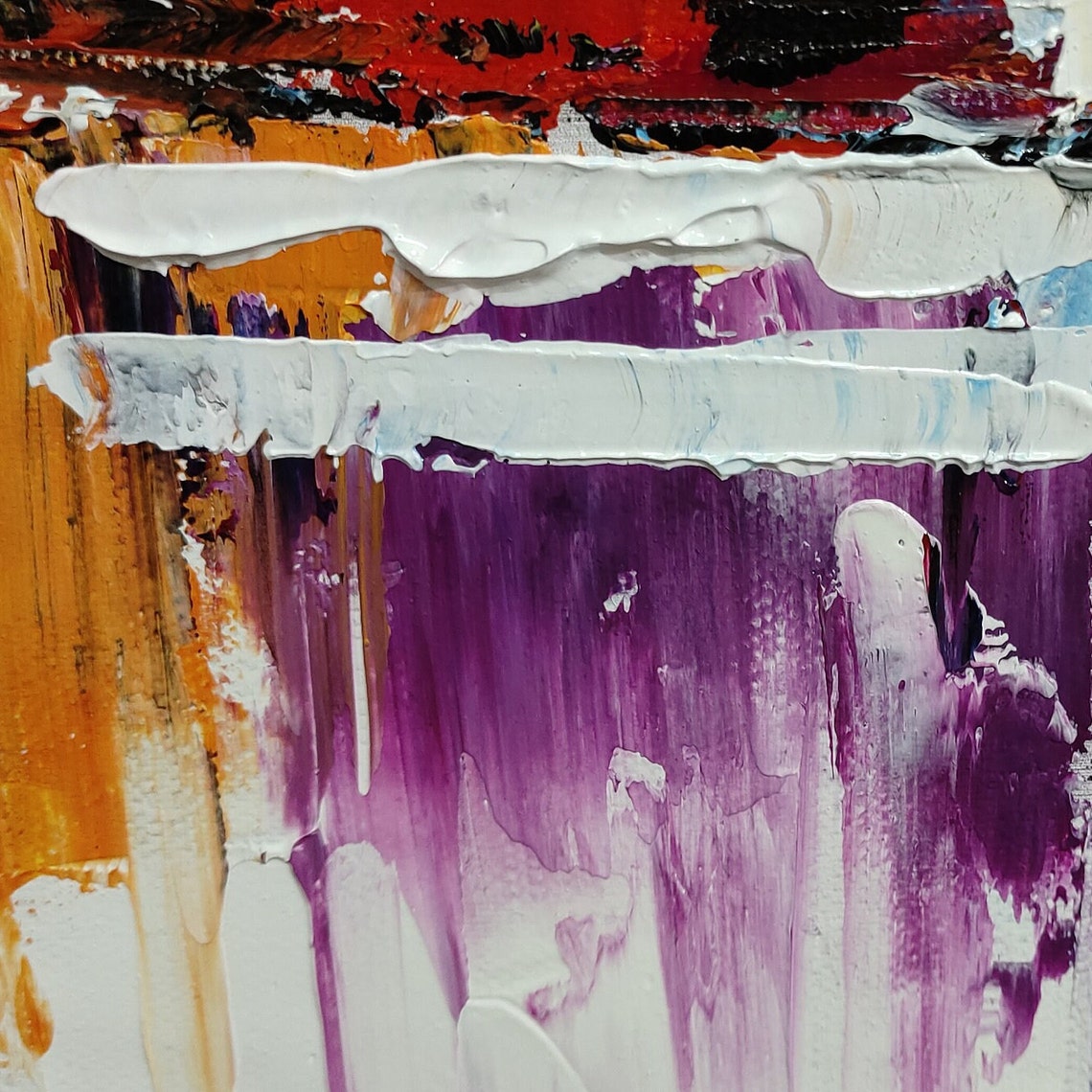 Abstract Rainbow City Skyline Water Reflection Modern Wall Art - Image 2