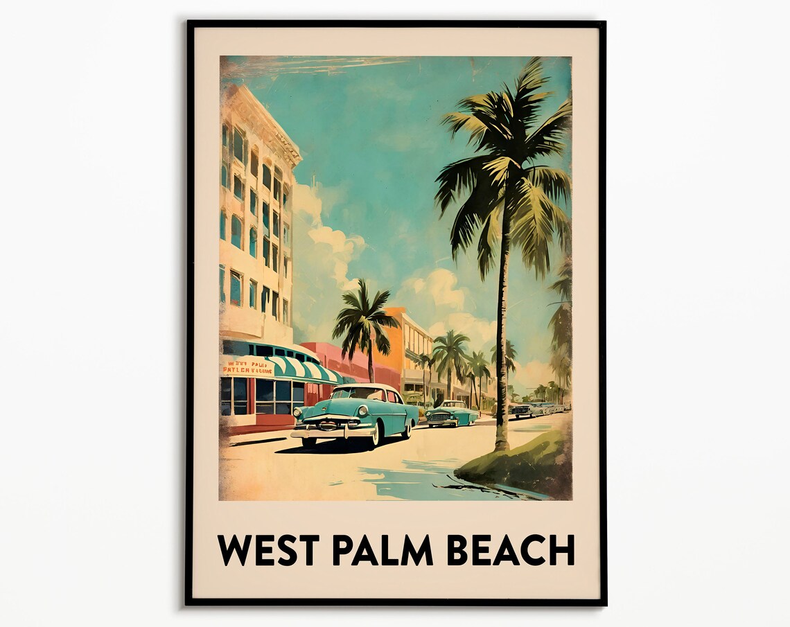West Palm Beach Vintage Travel Poster, Florida Art Print