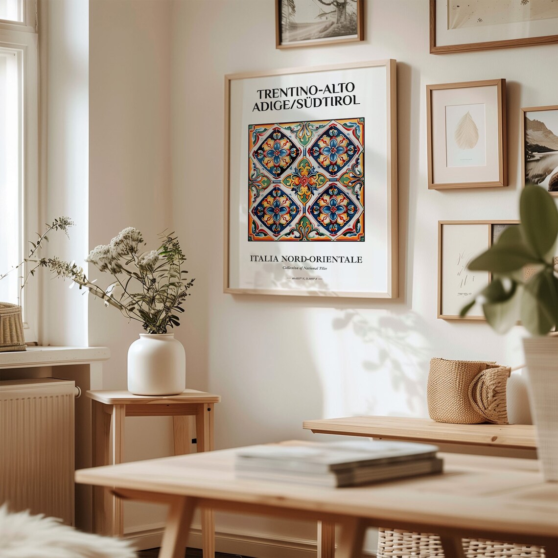 Maiolica Tile Wall Art Print Trentino Alto Adigesdtirol Italy Decor Aesthetic Folk Poster For Living Room C32 602 - Image 2