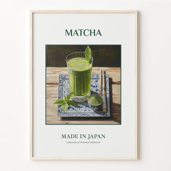 Matcha Print On Maiolica Tile Japanese Beverage Poster Kitchen Wall Art Bar Decor Foodie Gift C32 121